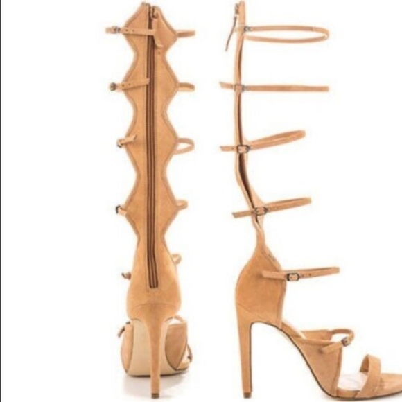 NEW ALDO SHOES Suede Camel Buckle Gladiator Knee High Sandal 11 - Picture 7 of 17